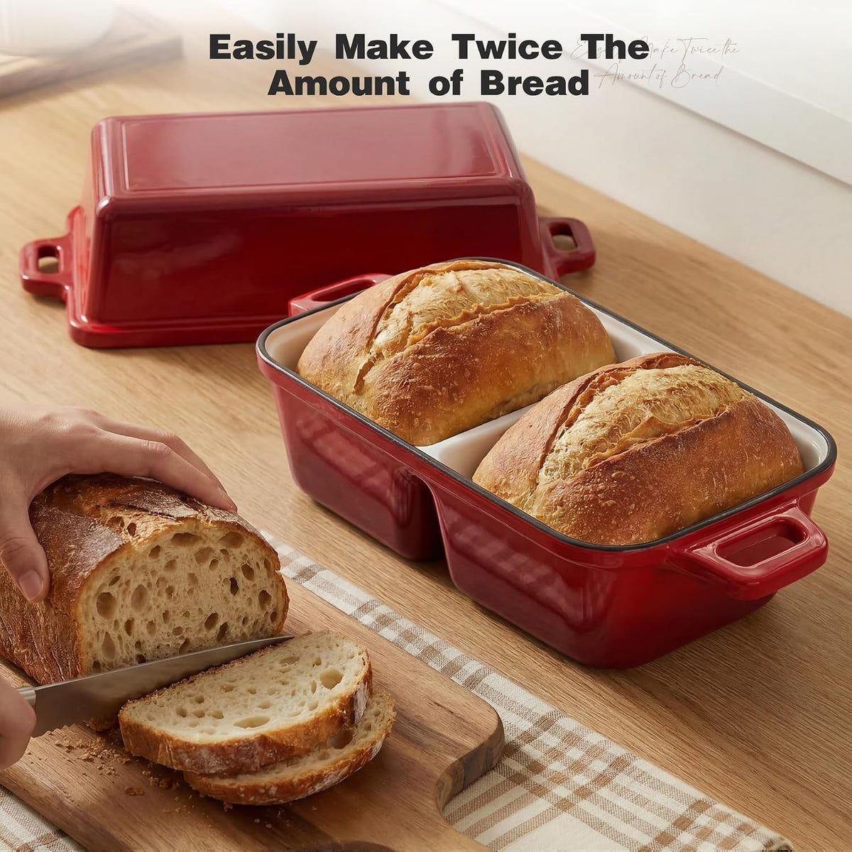 Double Dutch Oven for Sourdough Bread Baking, Enameled Cast Iron Dutch Oven