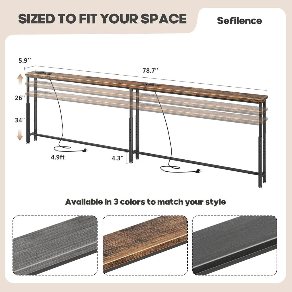 78.7’’ Narrow Console Table with 26"–34" Height Adjustable