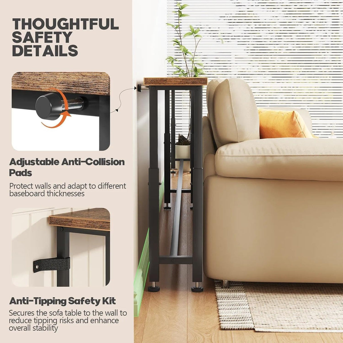 78.7’’ Narrow Console Table with 26"–34" Height Adjustable