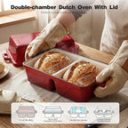 Double Dutch Oven for Sourdough Bread Baking, Enameled Cast Iron Dutch Oven