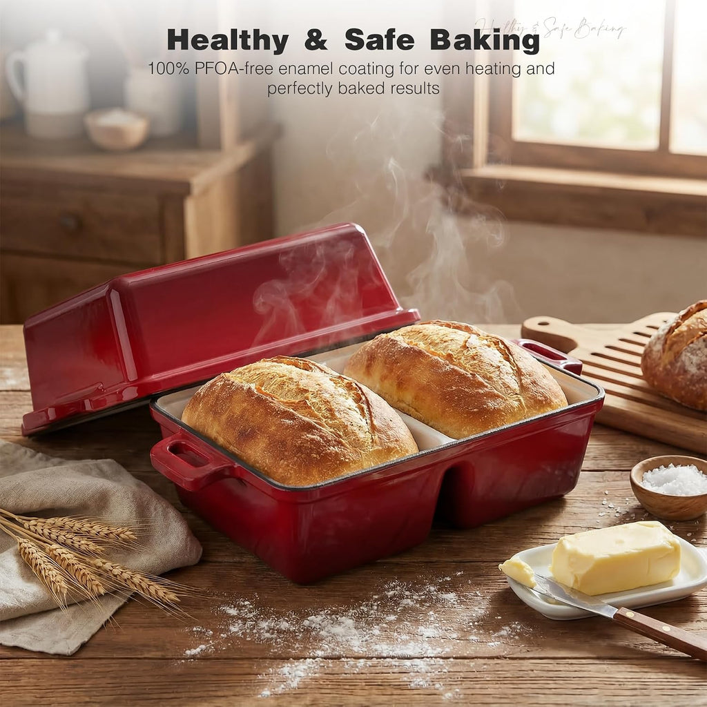 Double Dutch Oven for Sourdough Bread Baking, Enameled Cast Iron Dutch Oven